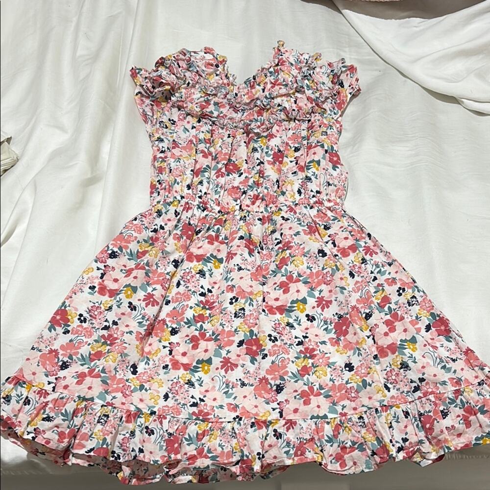 Janie & Jack 8 Floral Pink Kids Dress short sleeve fully lined worn once euc
